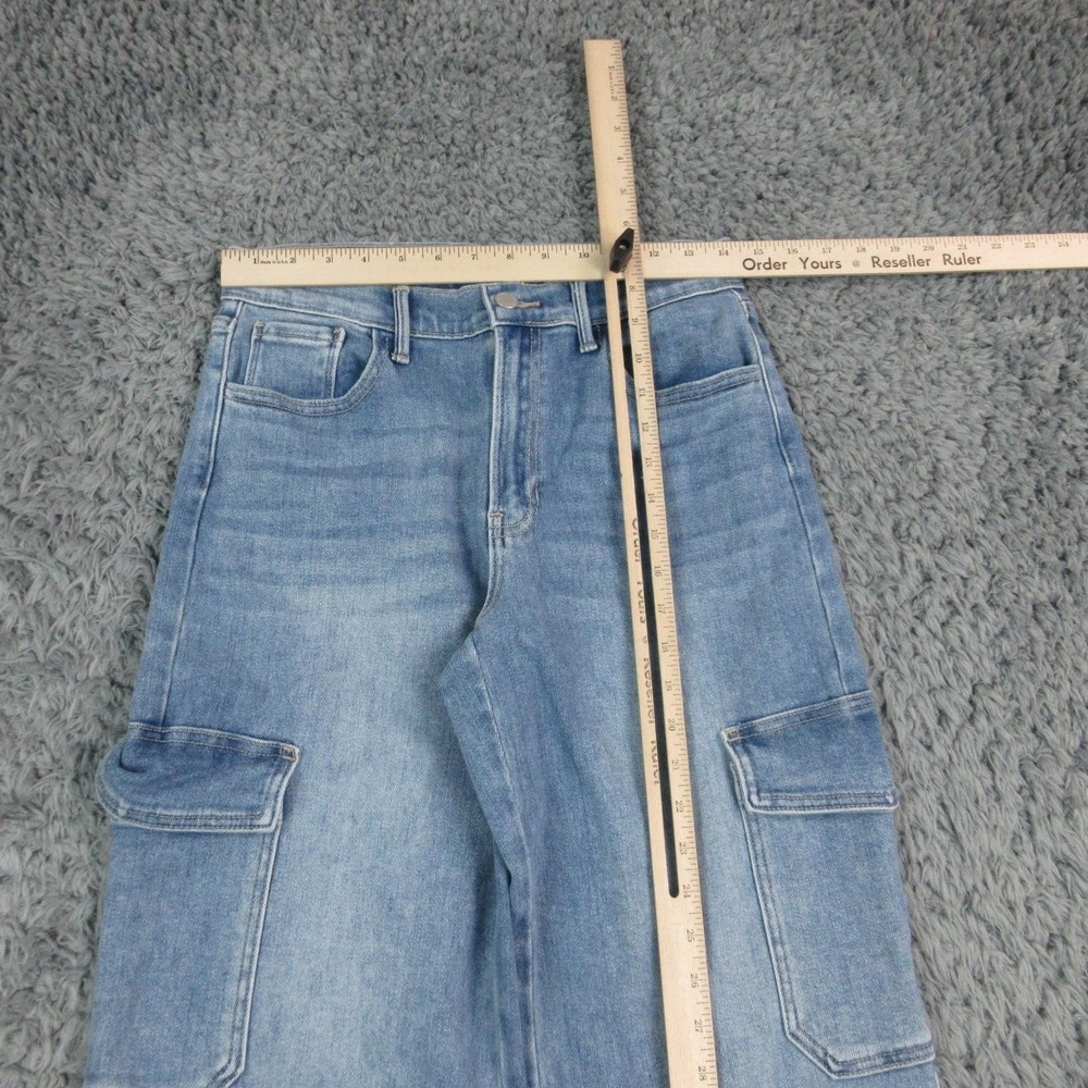 JustUSA Jeans Womens 28P/6P Blue Mid Rise Cargo Wide Leg Relaxed Denim 29x28* - Picture 4 of 16